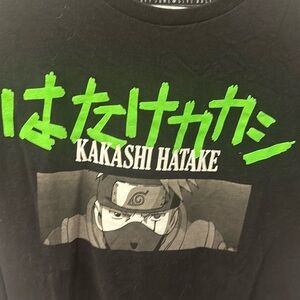 EUC Naruto Kakashi Graphic Screen Tee Short Sleeve T- Shirt Size M Medium Double